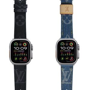 Bundle of 2 Designer Apple Watch Bands 1 2 3 4 5 6 7 8 9 10 SE ULTRA 2 LV
